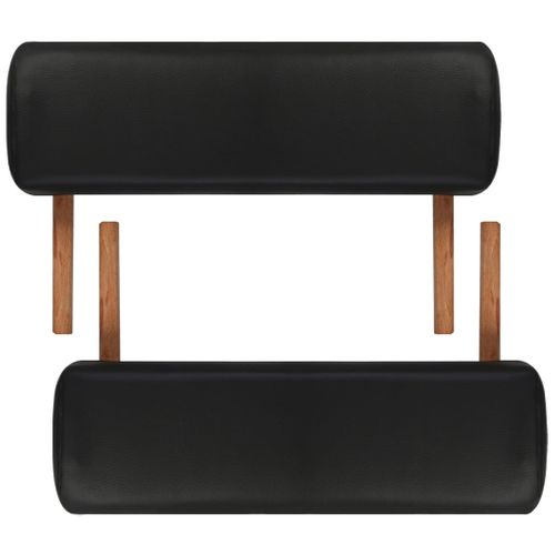 Table Pliable De Massage Noir 2 Zones Avec Cadre En Bois