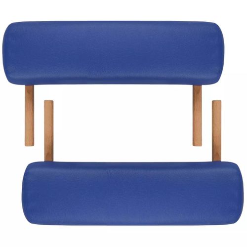 Table Pliable De Massage Bleu 3 Zones Avec Cadre En Bois