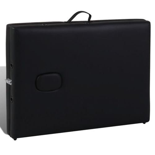 Table Pliable De Massage Noir 3 Zones Avec Cadre En Bois