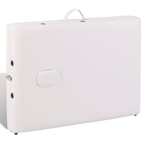 Table Pliable De Massage Crème 3 Zones Avec Cadre En Bois