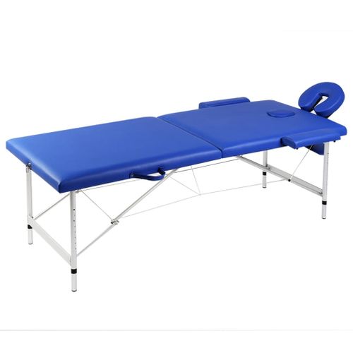 Table Pliable De Massage Bleu 2 Zones Avec Cadre En Aluminium