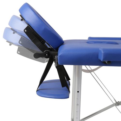 Table Pliable De Massage Bleu 2 Zones Avec Cadre En Aluminium