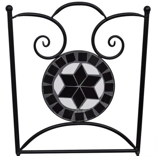 Chaises Pliables De Bistro 2 PCs Céramique Noir Et Blanc