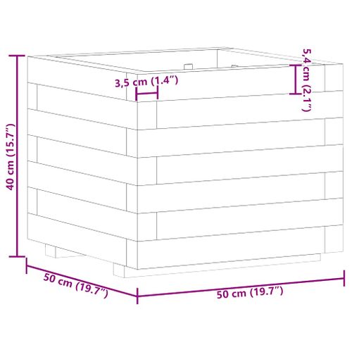 Jardinière Élevée Pour Balcon, Terrasse Ou Patio 50x50x40 Cm Bois Carré