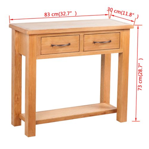 Table Console Avec 2 Tiroirs 83x30x73 Cm Bois De Chêne Massif