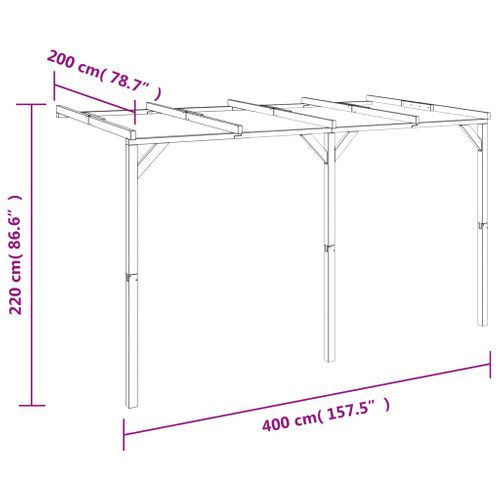 Pergola à Appentis 2 X 4 X 2,2 M Bois