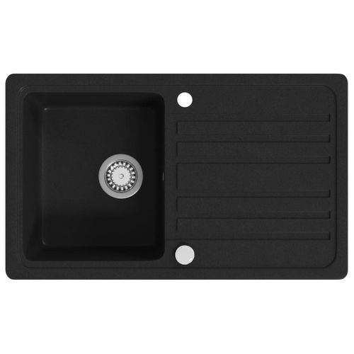 Évier De Cuisine En Granite Avec Égouttoir Réversible Noir