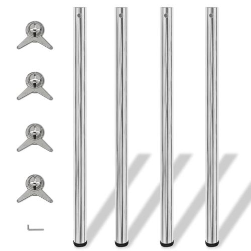 4 Pieds De Table Réglables En Hauteur 1100 Mm Chromé