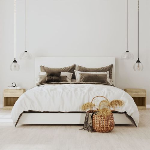 Tables De Nuit 2 Pièces Avec Tiroir Pour Chambre Principale Gain De Place Paire Couleur Chêne