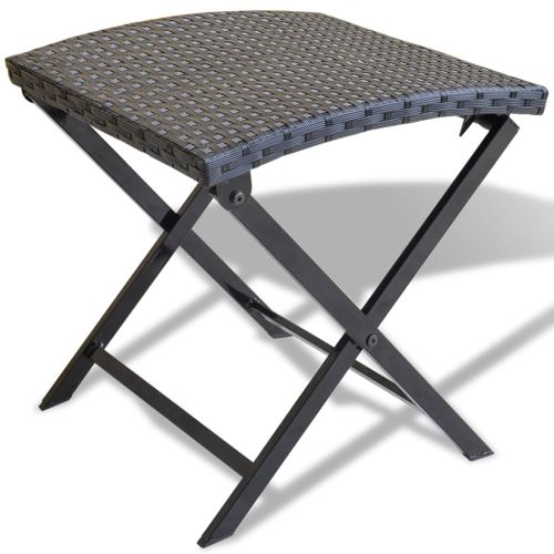 Tabouret Pliable Résine Tressée Noir