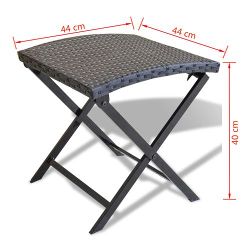 Tabouret Pliable Résine Tressée Noir