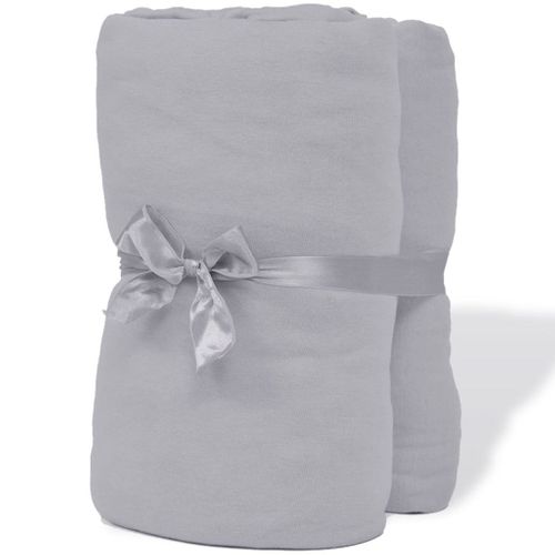 Drap-housse 2 PCs Jersey De Coton 180x200-200x220 Cm Gris
