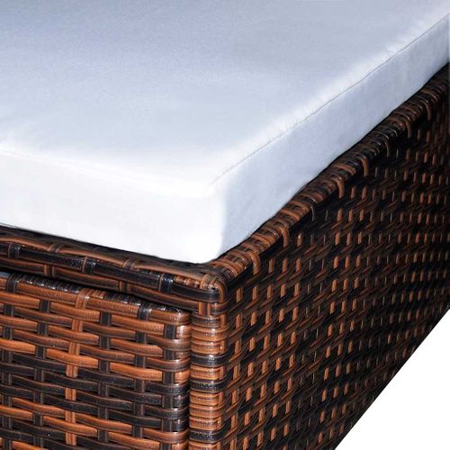 Salon De Jardin 6 Pièces Avec Coussins Résine Tressée Marron