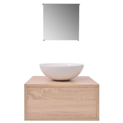 Ensemble Meuble Vasque 40 x 34 x 20 Cm - Vasque + Miroir - Bois