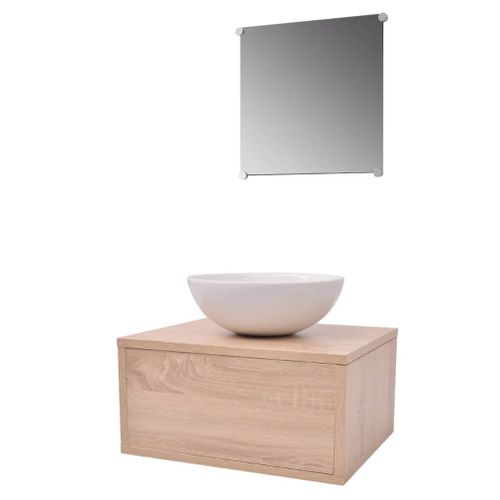 Ensemble Meuble Vasque 40 x 34 x 20 Cm - Vasque + Miroir - Bois