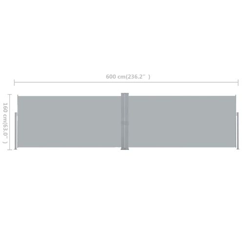 Auvent Latéral Rétractable 160x600 Cm Gris