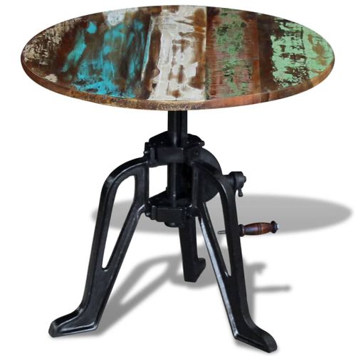 Table Auxiliaire Bois De Récupération Massif Fonte 60x(42-63)cm