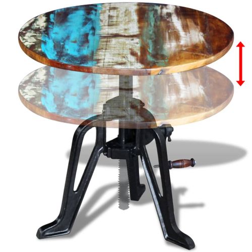 Table Auxiliaire Bois De Récupération Massif Fonte 60x(42-63)cm