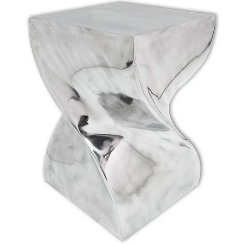 Table Auxiliaire / Tabouret Forme Torsadée Aluminium Argenté