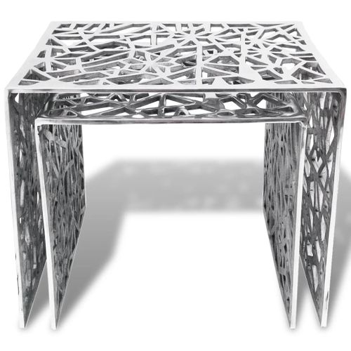 Table Auxiliaire Carrée 2 Pièces Aluminium Argenté