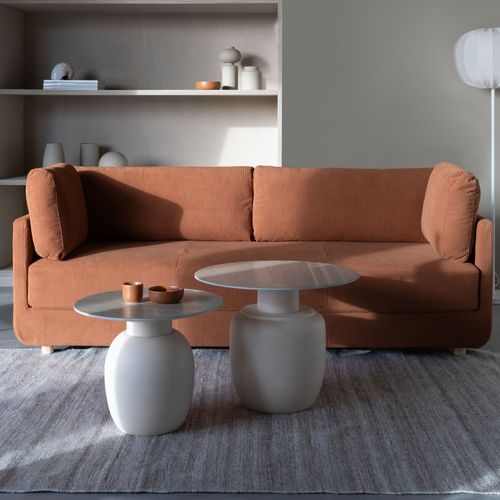 Table Basse Ronde Effet Travertin Ø60cm