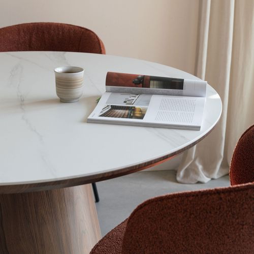 Table à Manger 8 Personnes Ovale En Pierre Et Bois