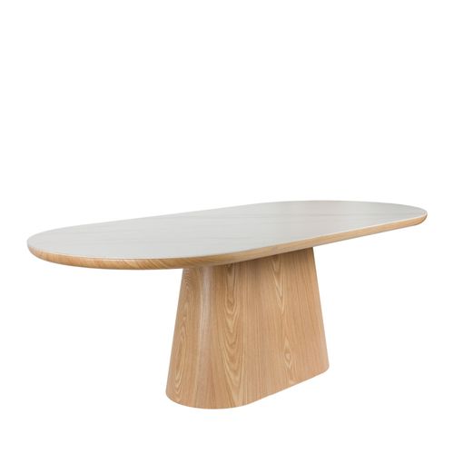 Table à Manger 8 Personnes Ovale En Pierre Et Bois