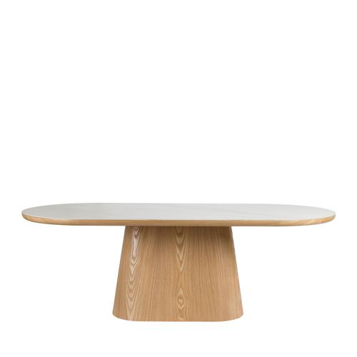 Table à Manger 8 Personnes Ovale En Pierre Et Bois