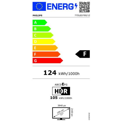 Téléviseur OLED 77" (194 cm)  4K UHD Smart TV Ambilight - 77oled760/12
