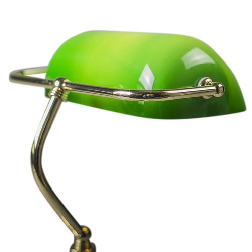 Lampe De Table Classique/lampe De Notaire En Laiton Avec Verre Vert - Banker