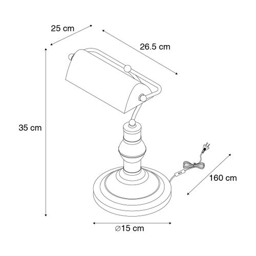 Lampe De Table Classique/lampe De Notaire En Laiton Avec Verre Vert - Banker