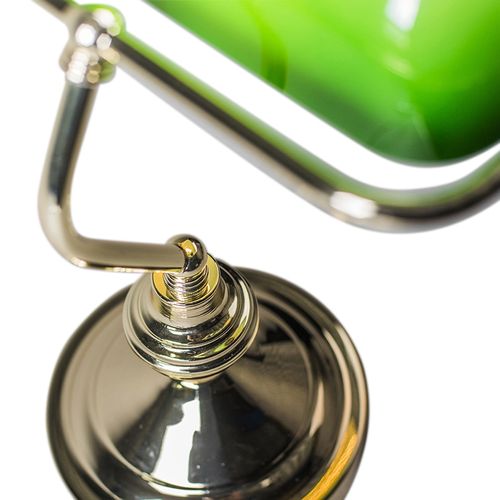 Lampe De Table Classique/lampe De Notaire En Laiton Avec Verre Vert - Banker
