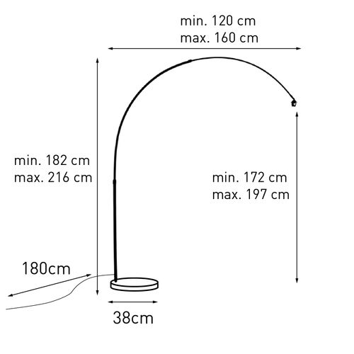 Arc De Lampe Moderne En Acier XL Réglable Sans Abat-jour