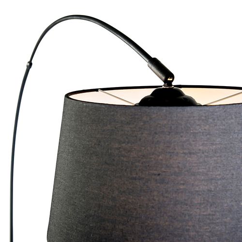 Lampe D'arche Moderne Noire Avec Abat-jour En Tissu Noir - Arc Basic