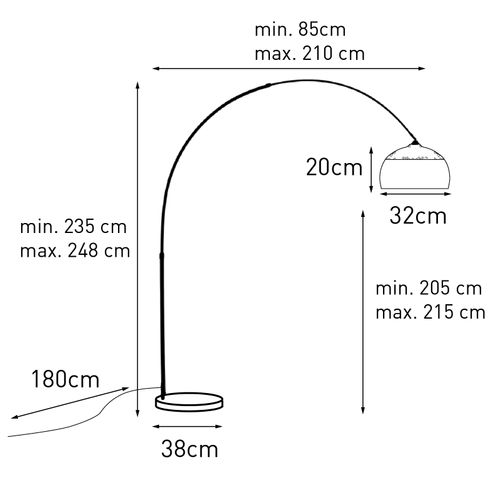 Lampe à Arc En Acier Avec Abat-jour En Métal 32 Cm Réglable - XXL
