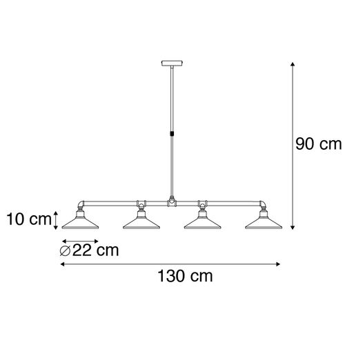 Suspension Industrielle Noire - 4 Laser