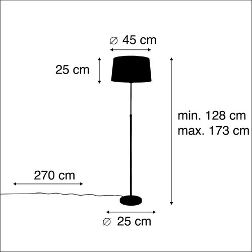 Lampadaire Noir Avec Abat-jour Lin Gris Foncé 45 Cm - Parte