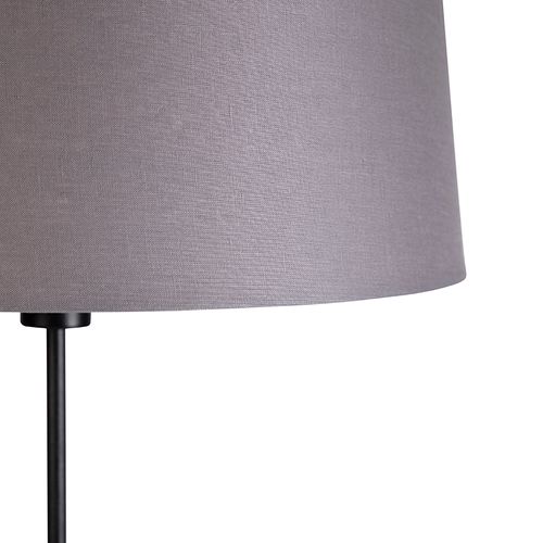 Lampadaire Noir Avec Abat-jour Lin Gris Foncé 45 Cm - Parte