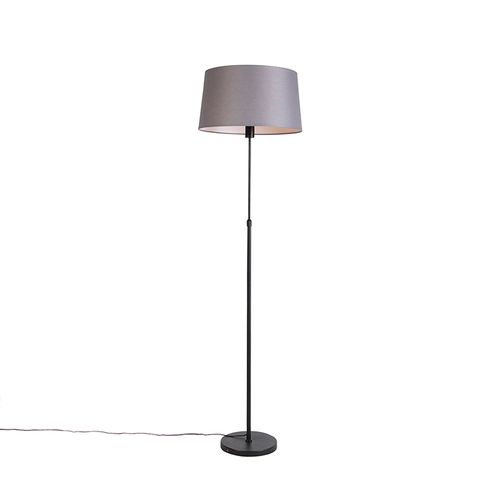 Lampadaire Noir Avec Abat-jour Lin Gris Foncé 45 Cm - Parte