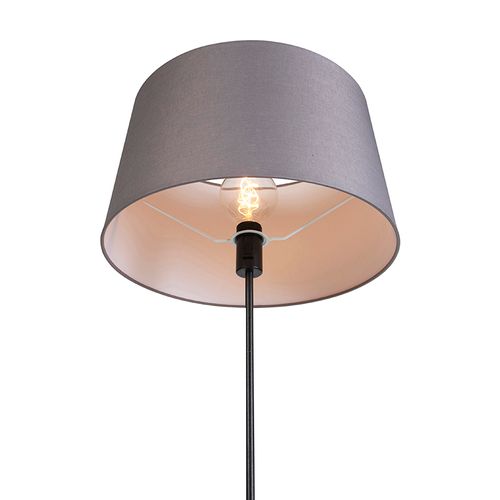 Lampadaire Noir Avec Abat-jour Lin Gris Foncé 45 Cm - Parte