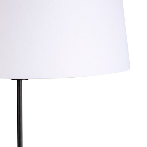 Lampadaire Noir Avec Abat-jour En Lin Blanc 45 Cm Réglable - Parte