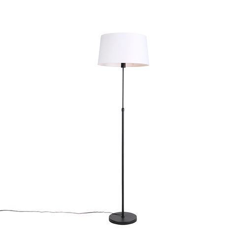 Lampadaire Noir Avec Abat-jour En Lin Blanc 45 Cm Réglable - Parte