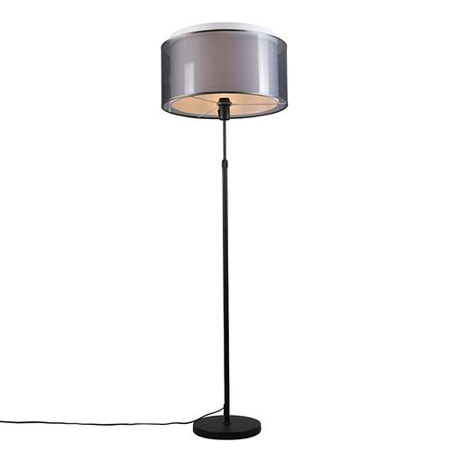 Lampadaire Noir Avec Abat-jour Noir / Blanc 47 Cm Réglable - Parte