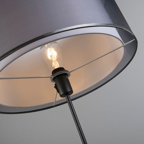 Lampadaire Noir Avec Abat-jour Noir / Blanc 47 Cm Réglable - Parte