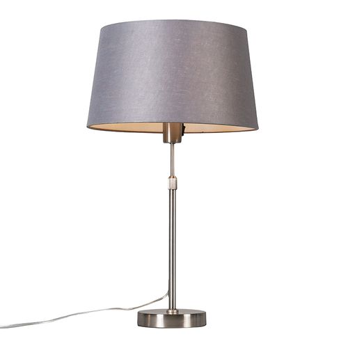 Lampe De Table Acier Avec Abat-jour Gris 35 Cm Réglable - Parte