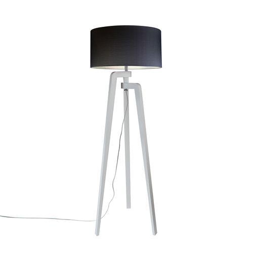 Lampadaire Trépied Blanc Avec Abat-jour 50 Cm Noir - Puros