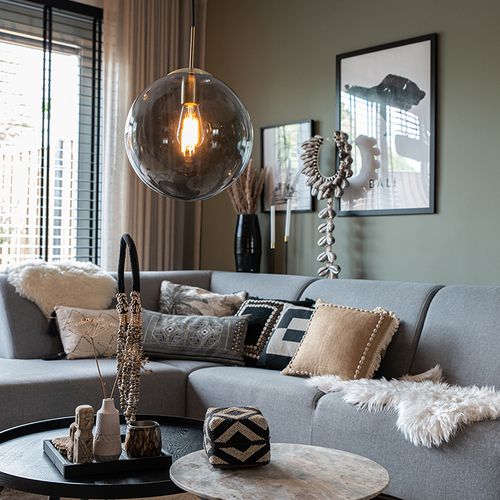 Suspension Moderne En Laiton Avec Verre Fumé 30 Cm - Ball