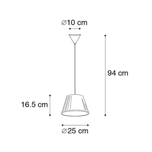 Lampe Suspendue Rétro Crème 25 Cm - Plissée