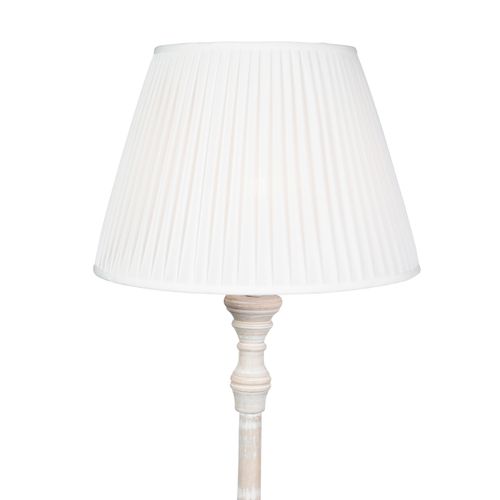 Lampadaire Country Gris Avec Abat-jour Plissé Blanc - Classico