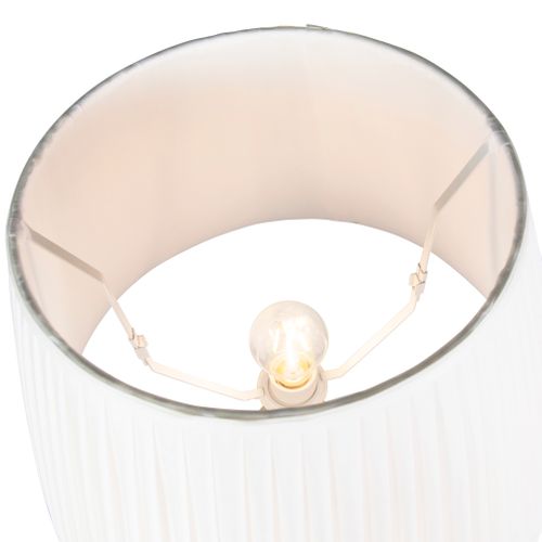 Lampadaire Country Gris Avec Abat-jour Plissé Blanc - Classico